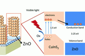 Complete surface coverage of ZnO nanorod arrays by pulsed electrodeposited CuInS2 for visible light energy conversion