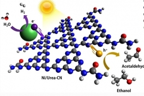 The presence of urea groups is expected to siginificantly shorten the lag time for Ni2+ reduction as well as increase the H2 evolution and acetaldehyde production rates due to the improved photogenerated charge carrier dynamics.